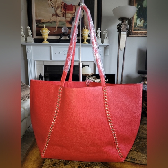 Badgley Mischka Red Vegan Tote Bag - Picture 2 of 8